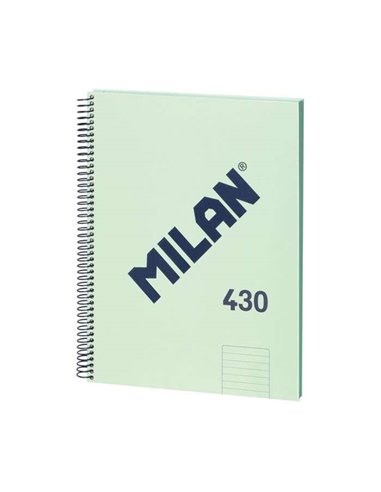 Milan - Cahier à Spirale Série 1918 Format A4 Ligné 7mm - 80 Feuilles de 95 gr/m2 - Microperforé, 4 Trous - Couleur Vert