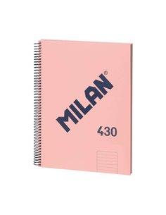 Milan - Cahier à Spirale Série 1918 Format A4 Ligné 7mm - 80 Feuilles de 95 gr/m2 - Micro-perforé, 4 Trous - Coloris Rose