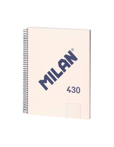 Milan - Cahier à Spirale Série 1918 Format A4 Ligné 7mm - 80 Feuilles de 95 gr/m2 - Microperforé, 4 Trous - Coloris Beige