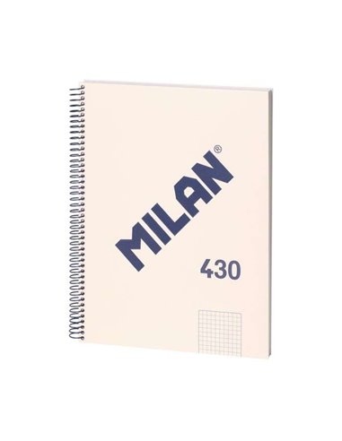 Milan - Cahier à Spirale Série 1918 Format A4 Grille 5x5mm - 80 Feuilles de 95 gr/m2 - Microperforé, 4 Trous - Coloris Beige