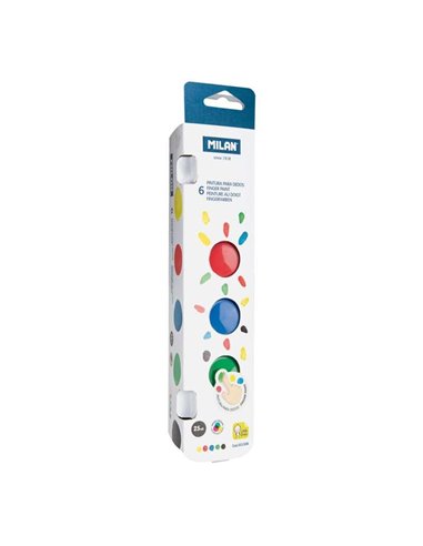 Milan - Pack de 6 Flacons de Peinture au Doigt - 25 ml - Application Facile - Miscible - Couleurs Assorties