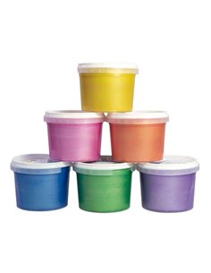 Milan - Pack de 6 Flacons de Peinture au Doigt - 100 ml - Application Facile - Miscible - Couleurs Métalliques Assorties