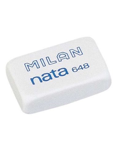 Milan - Petite Gomme Rectangulaire Nata 648 - Plastique - N'abîme pas le papier - Couleur Blanc