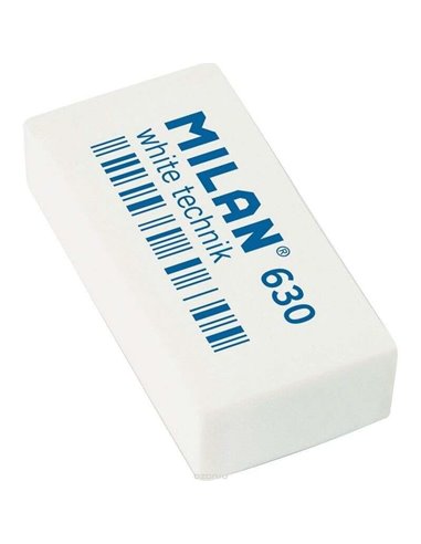 Milan - Gomme Nata 630 Tecnica - Rectangulaire - Plastique - Souple - Emballé individuellement - Couleur Blanc