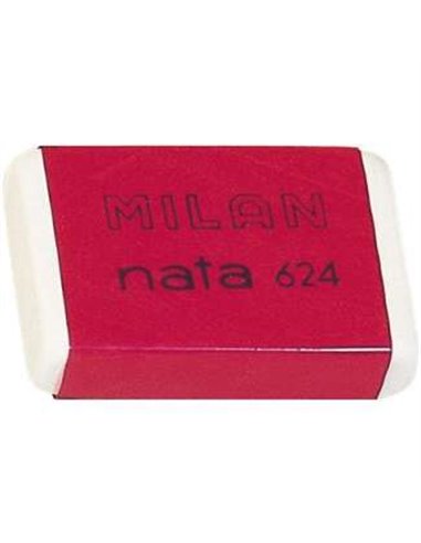 Milan - Gomme Rectangulaire Nata 624 - Plastique - Souple - Non Abrasif - Couleur Blanc