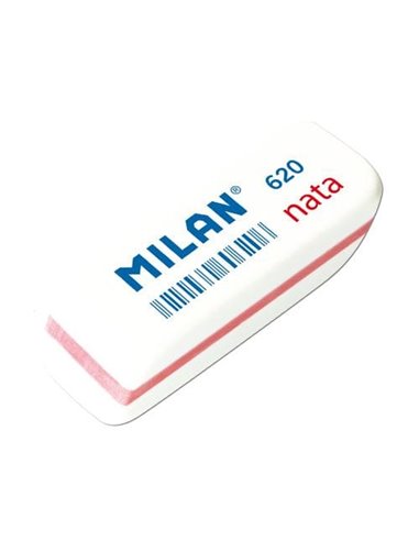 Milan - Petite gomme biseautée Nata 620 - Plastique souple - Non abrasif - Couleur blanche avec bordure de couleurs assorties