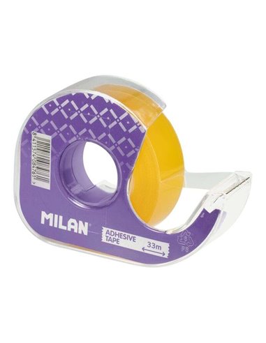 Milan - Ruban Adhésif Transparent avec Dévidoir - Dimensions 19mm x 33m - Couleur Jaune Transparent