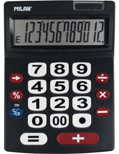 Milan - Calculatrice extra large à 12 chiffres - Grandes touches - Touche de rectification de saisie de données - Mise hors tens