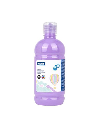 Milan - Flacon Tempera 500ml - Bouchon Distributeur - Séchage Rapide - Miscible - Couleur Violet Pastel