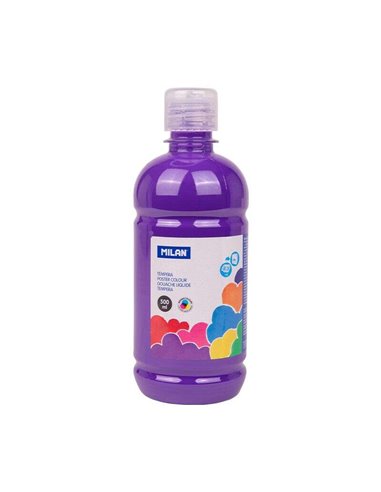 Milan - Flacon Tempera 500ml - Bouchon Distributeur - Séchage Rapide - Miscible - Couleur Violet