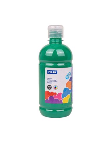 Milan - Flacon Tempera 500ml - Bouchon Distributeur - Séchage Rapide - Miscible - Couleur Vert Foncé