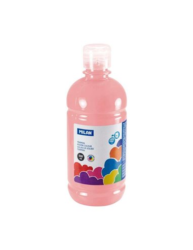 Milan - Flacon Tempera 500ml - Bouchon Distributeur - Séchage Rapide - Miscible - Couleur Rose Pâle