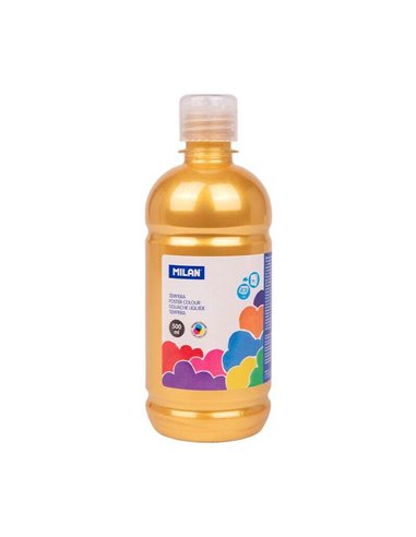 Milan - Flacon Tempera 500ml - Bouchon Distributeur - Séchage Rapide - Miscible - Couleur Or