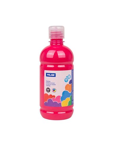 Milan - Flacon Tempera 500ml - Bouchon Distributeur - Séchage Rapide - Miscible - Couleur Magenta