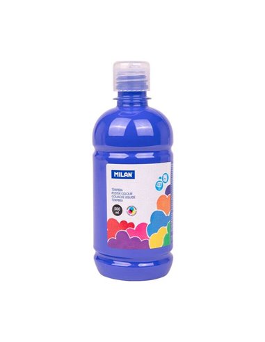 Milan - Flacon Tempera 500 ml - Bouchon Distributeur - Séchage Rapide - Miscible - Couleur Bleu Marine