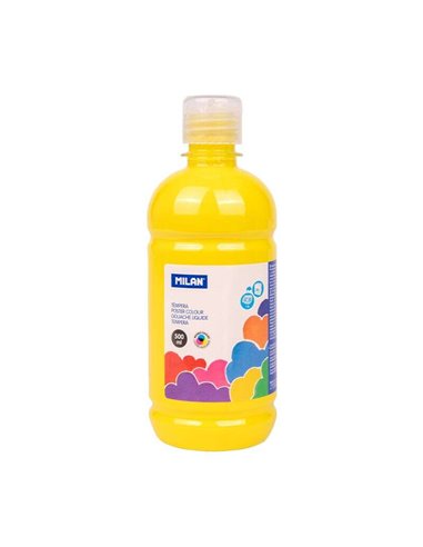 Milan - Flacon Tempera 500ml - Bouchon Distributeur - Séchage Rapide - Miscible - Couleur Jaune