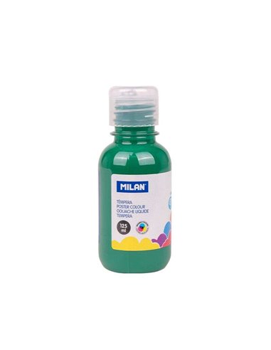 Milan - Flacon Tempera 125ml - Bouchon Distributeur - Séchage Rapide - Miscible - Couleur Vert Foncé