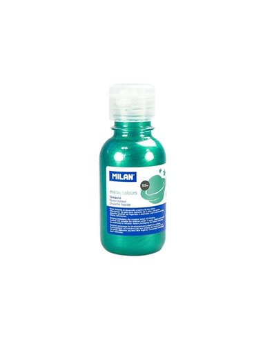 Milan - Flacon Tempera 125ml - Bouchon Distributeur - Séchage Rapide - Miscible - Couleur Vert Métallisé