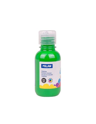 Milan - Flacon Tempera 125ml - Bouchon Distributeur - Séchage Rapide - Miscible - Couleur Vert Clair