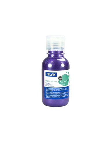 Milan - Flacon Tempera 125 ml - Bouchon distributeur - Séchage rapide - Miscible - Couleur Lilas Métallisé