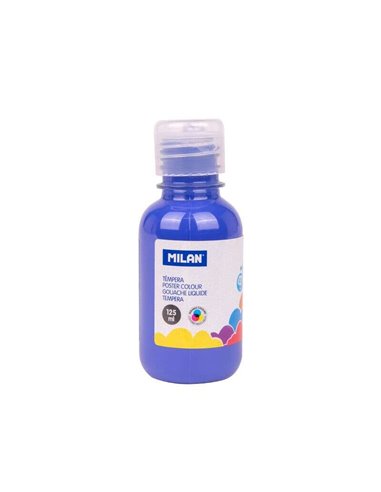 Milan - Flacon Tempera 125ml - Bouchon Distributeur - Séchage Rapide - Miscible - Couleur Bleu Marine