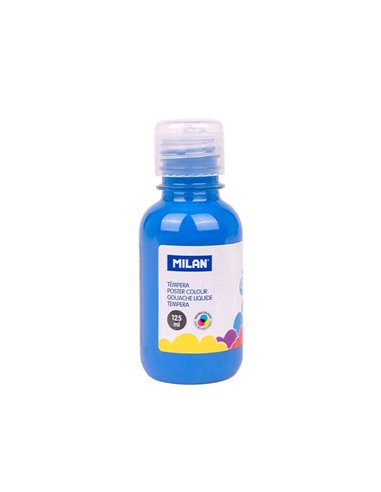 Milan - Flacon Tempera 125ml - Bouchon Distributeur - Séchage Rapide - Miscible - Couleur Bleu