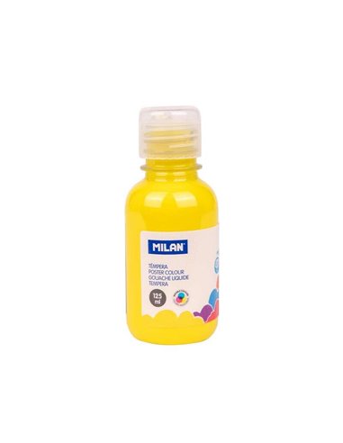 Milan - Flacon Tempera 125ml - Bouchon Distributeur - Séchage Rapide - Miscible - Couleur Jaune