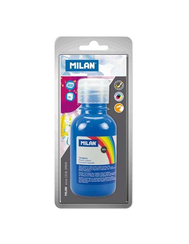 Milan - Flacon Tempera 125 ml - Bouchon Distributeur - Séchage Rapide - Miscible - Couleur Cyan