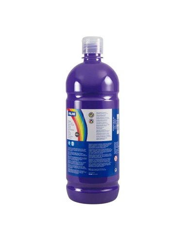 Milan - Flacon Tempera 1000ml - Bouchon Distributeur - Séchage Rapide - Miscible - Couleur Violet