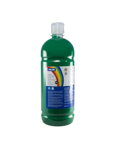 Milan - Flacon Tempera 1000ml - Bouchon Distributeur - Séchage Rapide - Miscible - Couleur Vert Foncé