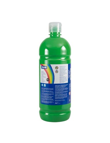 Milan - Flacon Tempera 1000ml - Bouchon Distributeur - Séchage Rapide - Miscible - Couleur Vert Clair