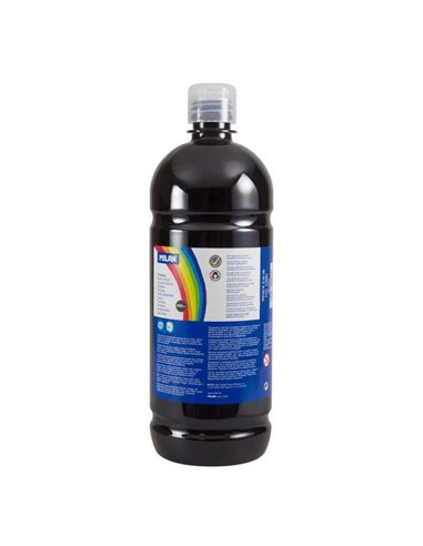 Milan - Flacon Tempera 1000ml - Bouchon Distributeur - Séchage Rapide - Miscible - Couleur Noir