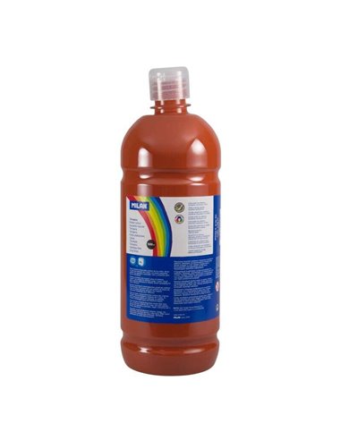 Milan - Flacon Tempera 1000ml - Bouchon Distributeur - Séchage Rapide - Miscible - Couleur Marron