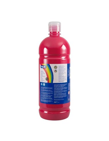 Milan - Flacon Tempera 1000ml - Bouchon Distributeur - Séchage Rapide - Miscible - Couleur Magenta