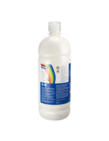 Milan - Flacon Tempera 1000ml - Bouchon Distributeur - Séchage Rapide - Miscible - Couleur Blanc