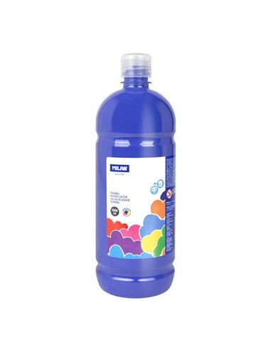 Milan - Flacon Tempera 1000ml - Bouchon Distributeur - Séchage Rapide - Miscible - Couleur Bleu Marine