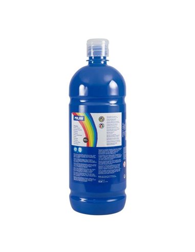 Milan - Flacon Tempera 1000ml - Bouchon Distributeur - Séchage Rapide - Miscible - Couleur Bleu Cyan