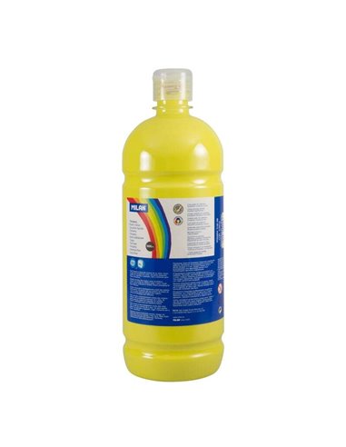 Milan - Flacon Tempera 1000ml - Bouchon Distributeur - Séchage Rapide - Miscible - Couleur Jaune