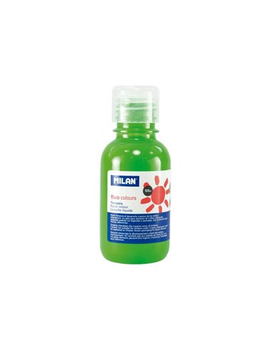 Milan - Flacon Tempera - 125 ml - Bouchon distributeur - Séchage rapide - Miscible - Couleur Vert Fluorescent