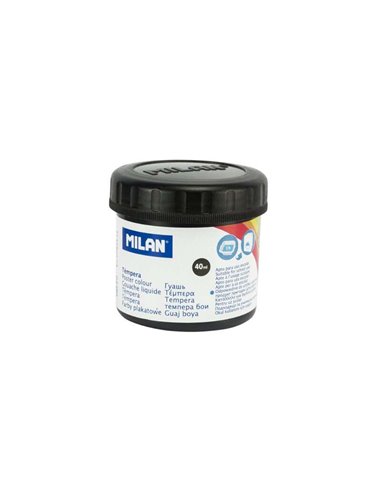 Milan - Flacon Tempera 40 ml - Séchage Rapide - Miscible - Couleur Noir