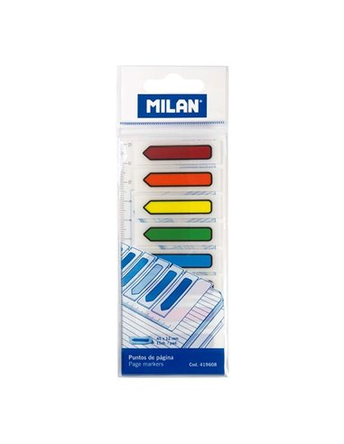 Milan - Bloc de 120 marqueurs de page - Plastique - Règle incluse - Couleurs transparentes assorties - Dimensions 13 mm x 5,9 mm