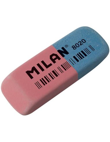 Milan - Gomme biseautée 8020 - Double usage - Flexible - Fil d'Ariane - Caoutchouc - Couleur Rose/Bleu