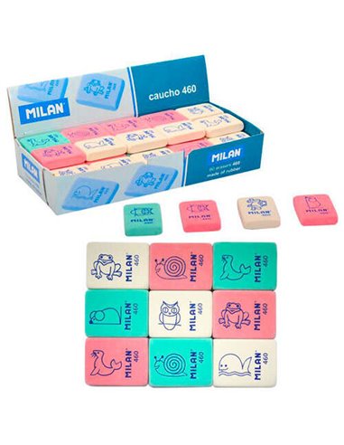 Milan - Gomme rectangulaire flexible 460 - Fil d'Ariane - Caoutchouc synthétique - Dessins d'enfants - Couleurs assorties