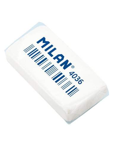 Milan - Gomme rectangulaire 4036 - Fil d'Ariane - Caoutchouc synthétique - Emballé individuellement - Couleur blanche