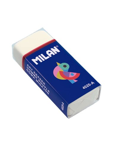 Milan - Gomme Rectangulaire 4020A - Mie de Pain - Souple - Caoutchouc Synthétique - Bande Carton Bleue - Dessins Assortis - Coul