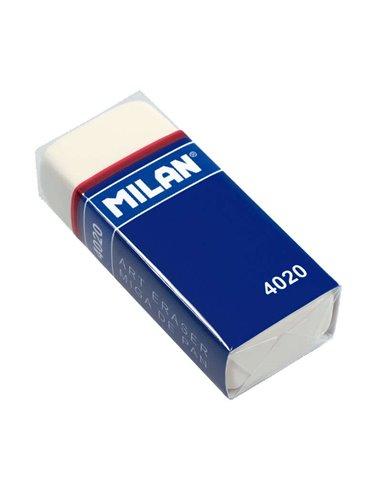 Milan - Gomme rectangulaire 4020 - Mie de pain - Caoutchouc synthétique souple - Bande en carton bleu - Emballée individuellemen