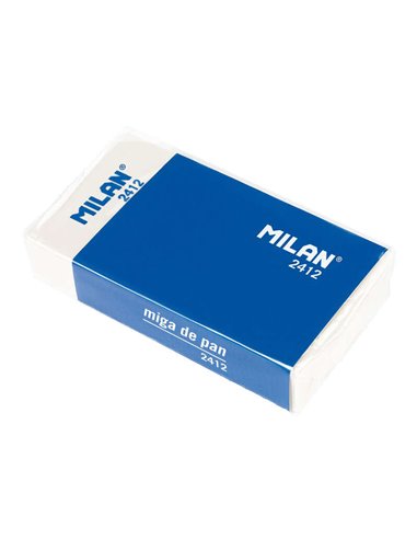 Milan - Gomme rectangulaire 2412 - Mie de pain - Souple - Caoutchouc synthétique - Bande en carton bleu - Emballée individuellem