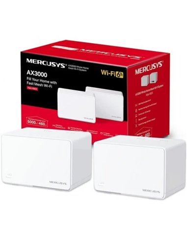 Mercusys - Système Wi-Fi H80X Dual Band AX3000 Mesh 6 - 2 unités Halo - Couverture jusqu'à 650 m² - 3 ports Gigabit par unité Ha