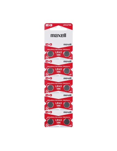 Maxell - Pack de 10 Piles Bouton Alcalines LR43 1.5V