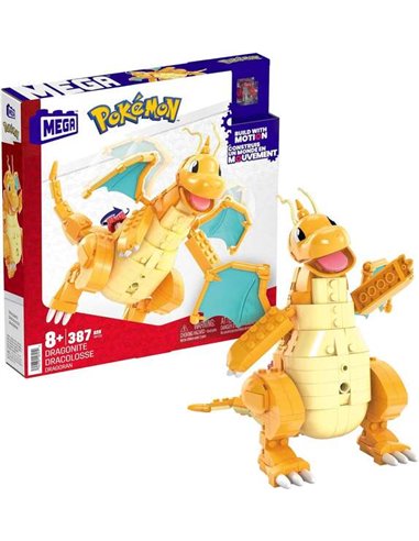 Mattel - Mega Construx Wonder Builders Pokémon Dragonite - Figurine de Construction - Taille 19cm env. - 387 pièces